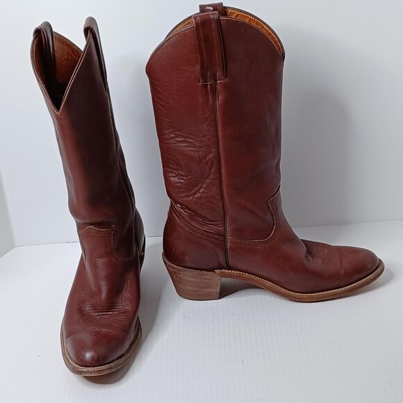 Frye Boots Mens 9.5 Leather Cowboy Western Round Toe Made in USA Ranch Rodeo - Picture 1 of 11